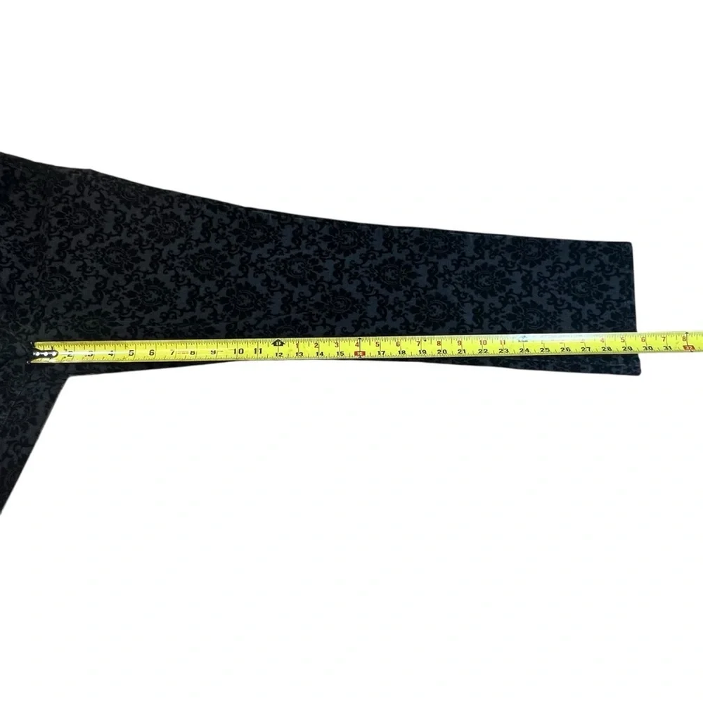 Charter Club Straight Leg Lexington Pants Black Velvet Damask Pattern Size 12